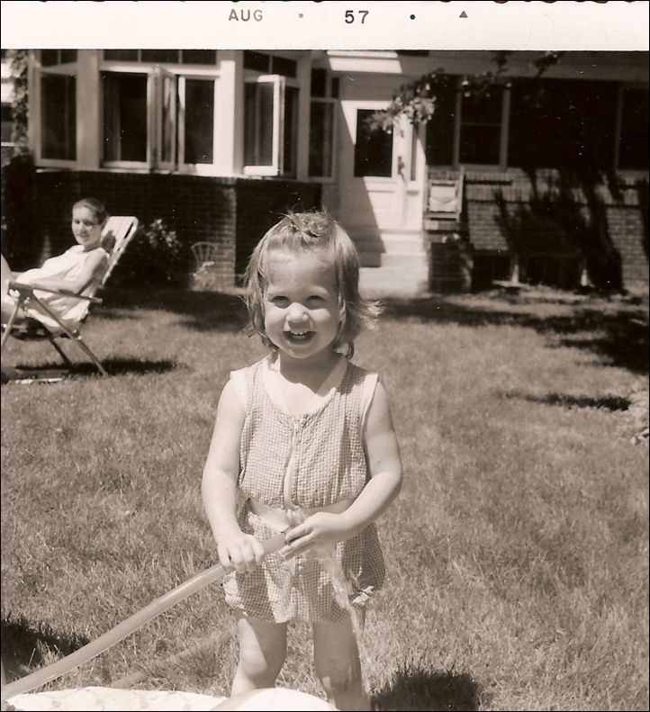 872 Holly and Mom - Fremont backyard August 1957